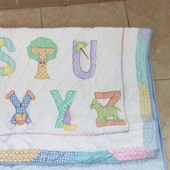 RARE KIDSLINE CLASSIC ALPHABET STRIPE BABY NURSERY CRIB COMFORTER QUILT THROW - Picture 9 of 11